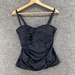 Leilani Tankini Top Women 10 Black Sleeveless Lined Sweetheart Swimwear Solid